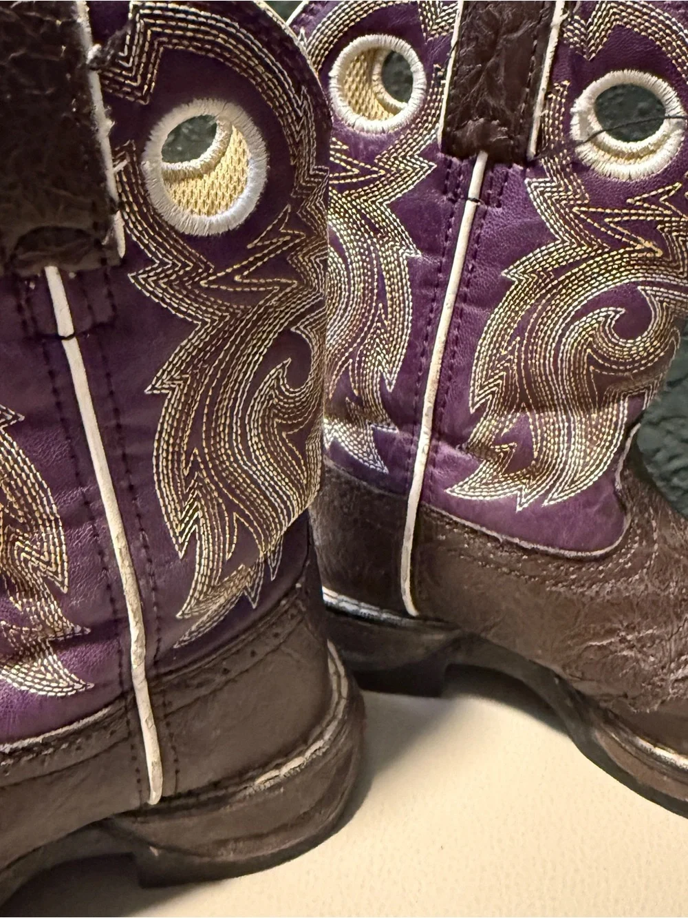 Durango Kids Brown and Purple Western Pull-On Boots size 10